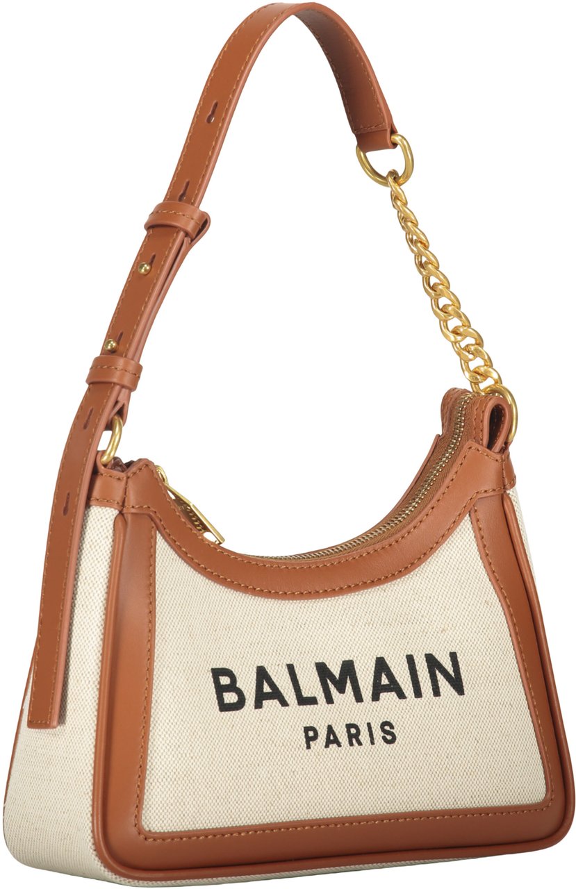Balmain Elegant bag in fabric and leather Bruin