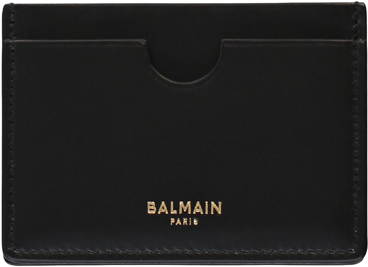 Balmain Elegant black leather card holder Zwart