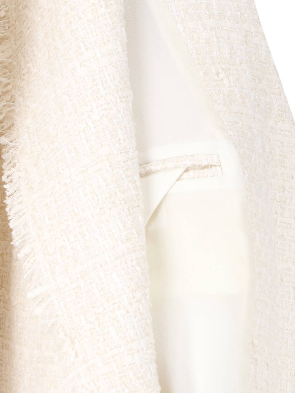 Balmain Cream Double-Breasted Tweed Gold-Tone Blazer Neutraal
