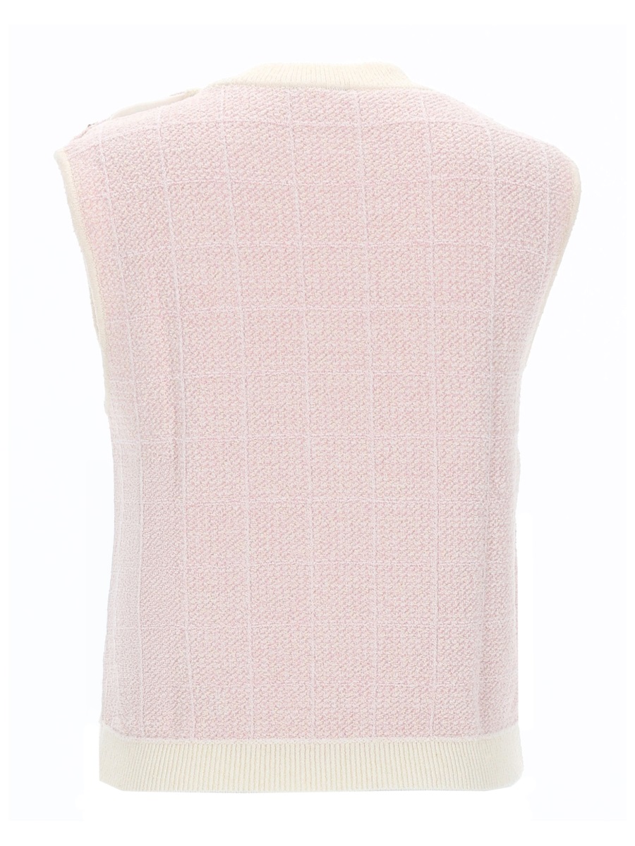 Balmain Sleeveless Jewel Button Knit Tank Top Neutraal