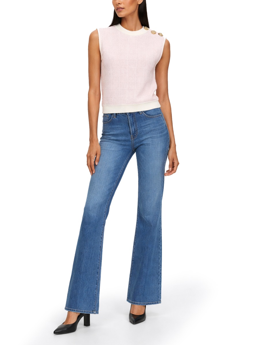 Balmain Sleeveless Jewel Button Knit Tank Top Neutraal