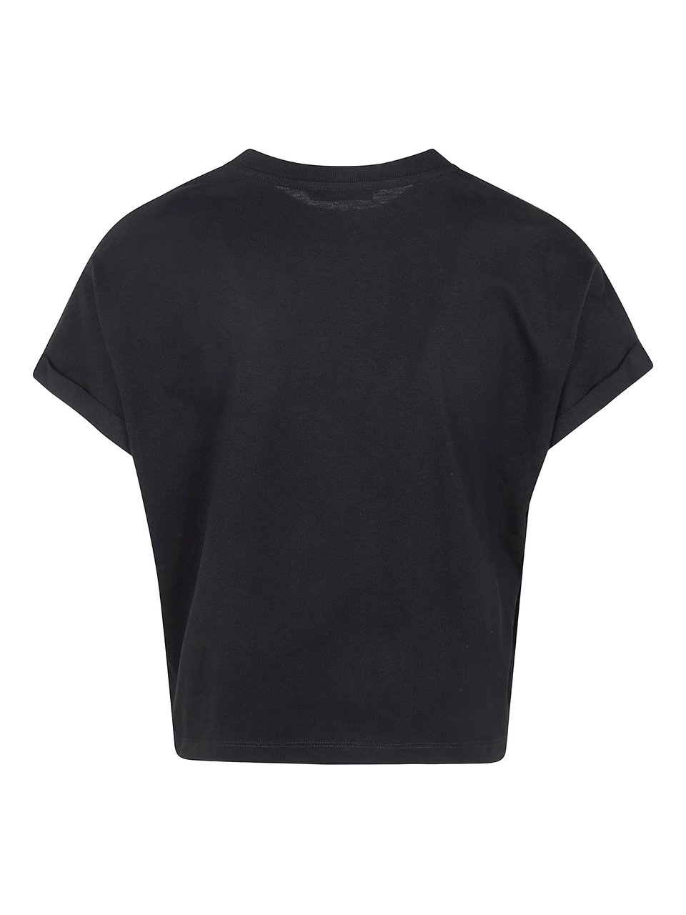 Balmain Cropped Black Boxy Silhouette T-Shirt Zwart