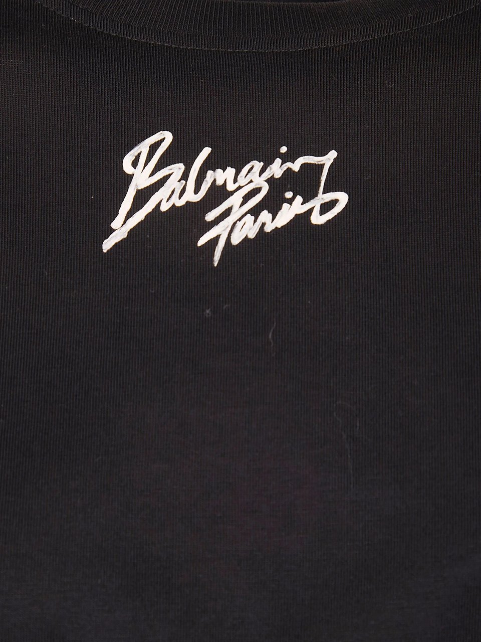 Balmain Cropped Black Boxy Silhouette T-Shirt Zwart