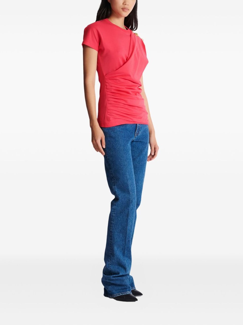 Balmain Fitted Red Silk Rood