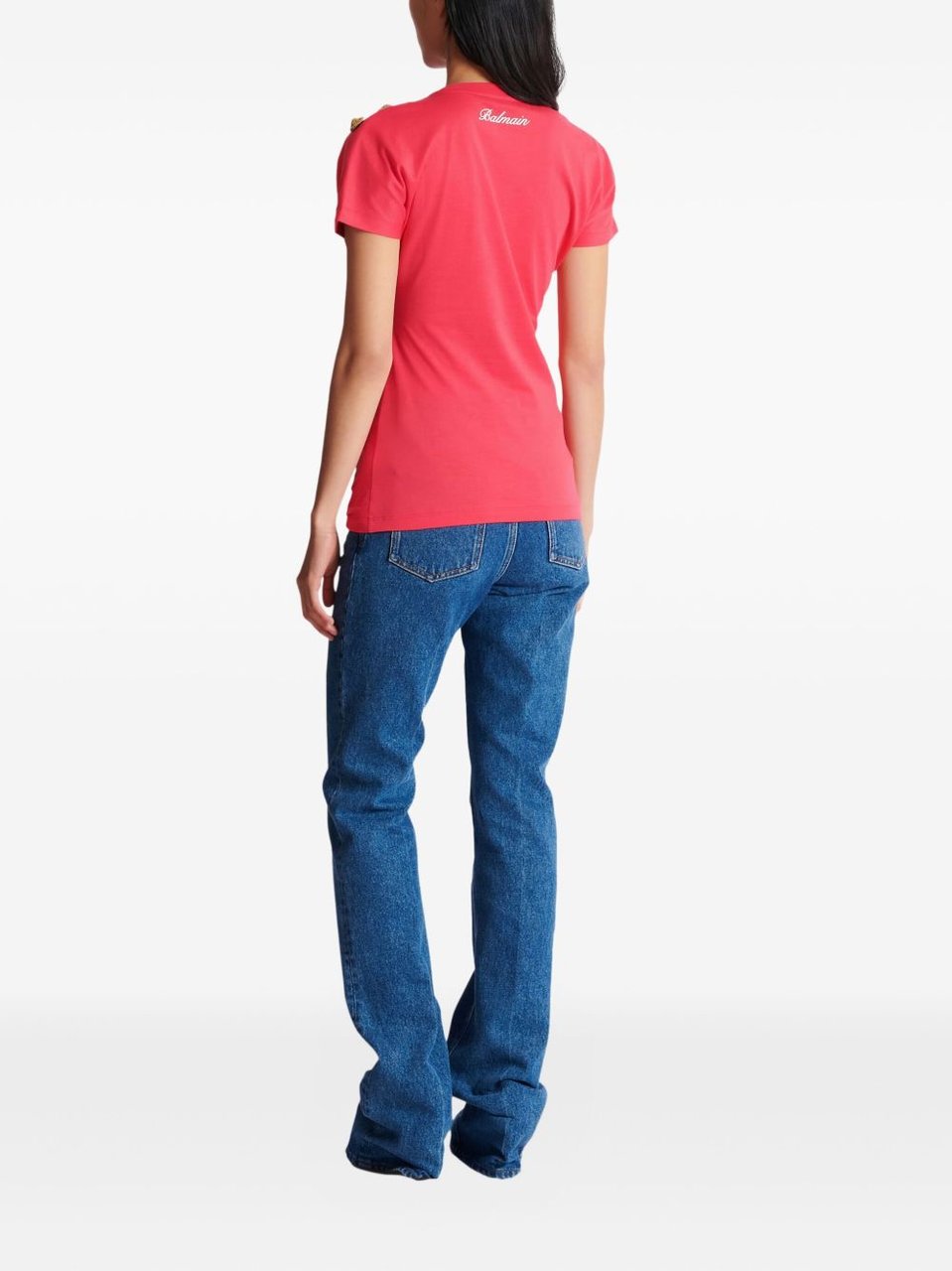 Balmain Fitted Red Silk Rood