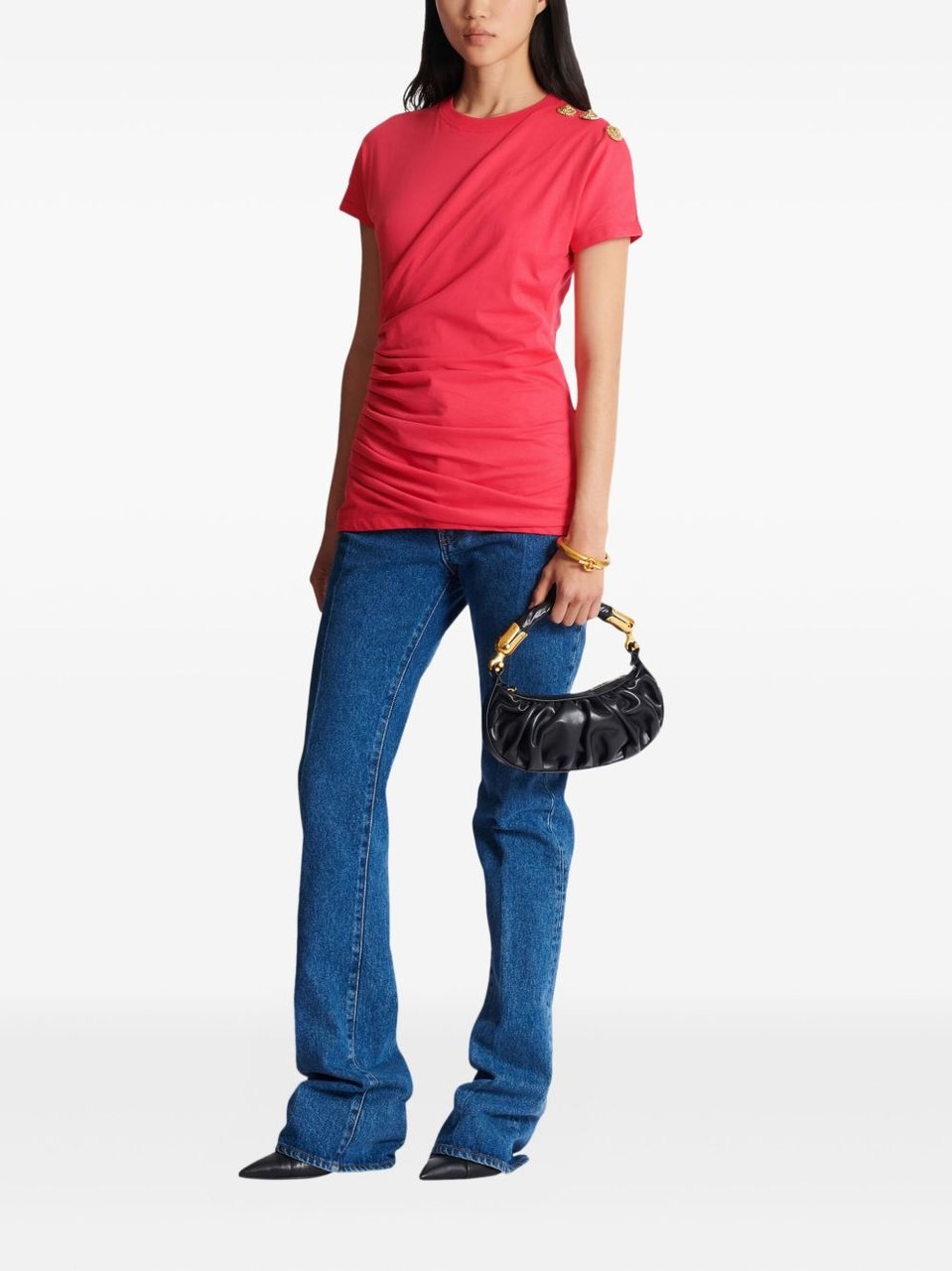 Balmain Fitted Red Silk Rood
