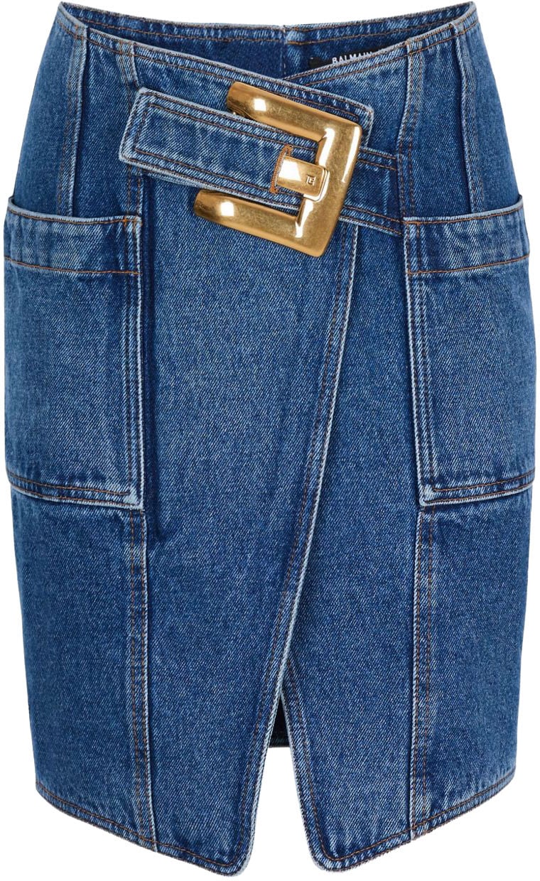 Balmain Skirts Denim Blauw