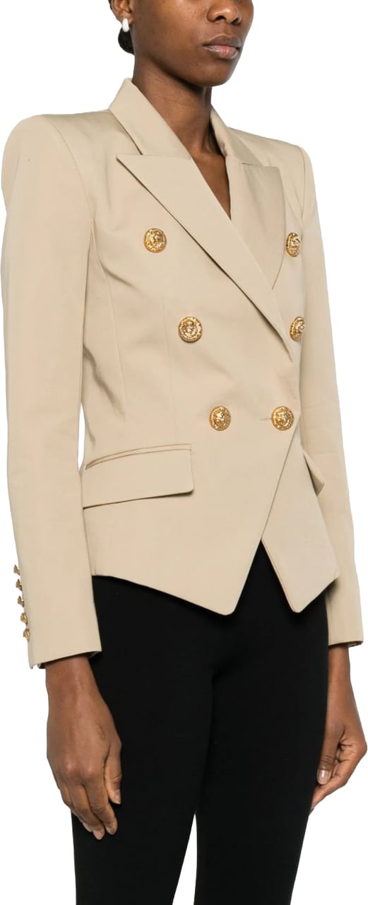 Balmain Tailored Double-Breasted Blazer with Structured Silhouette Neutraal