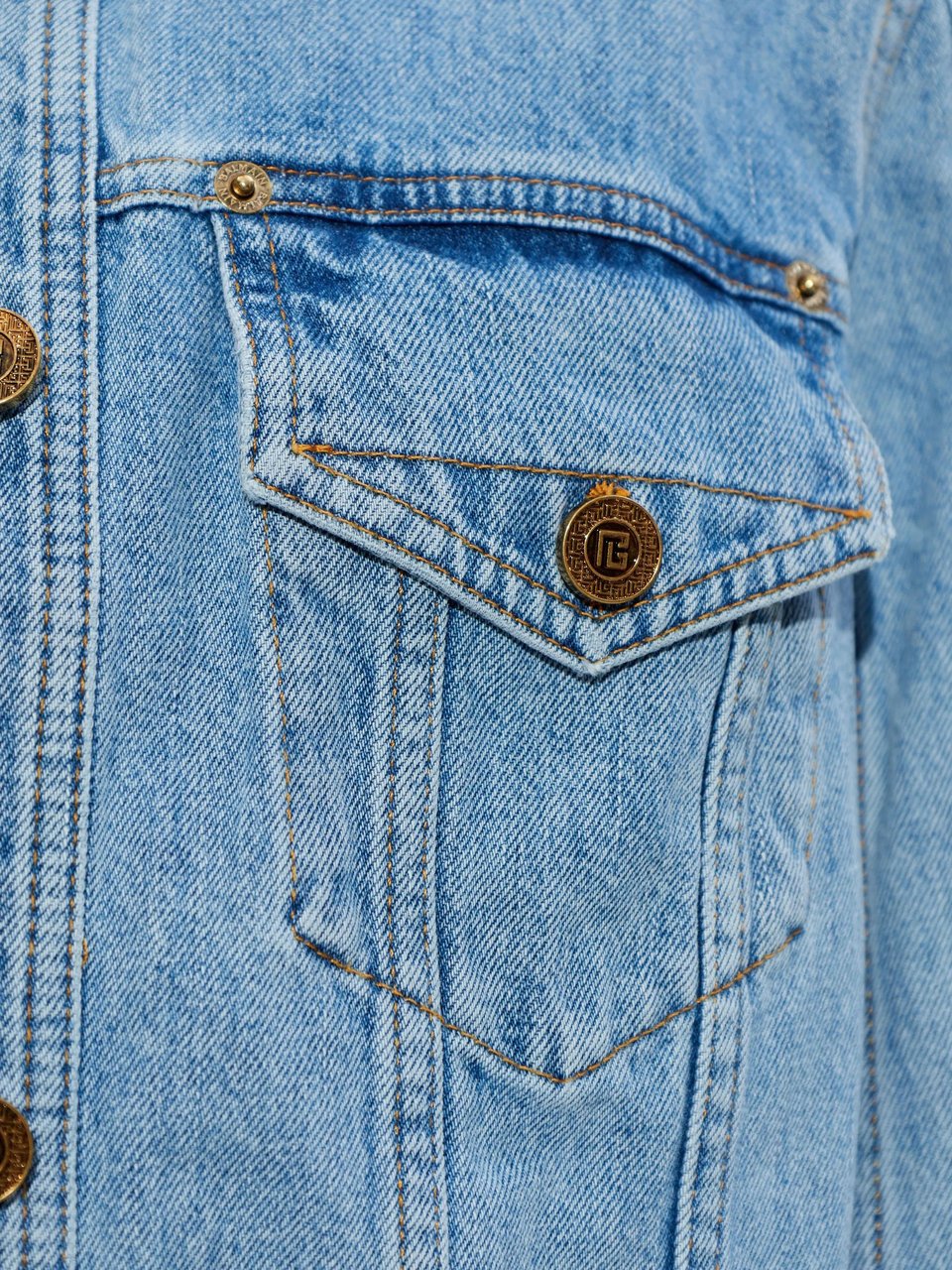Balmain Cropped Light Blue Denim Jacket Blauw
