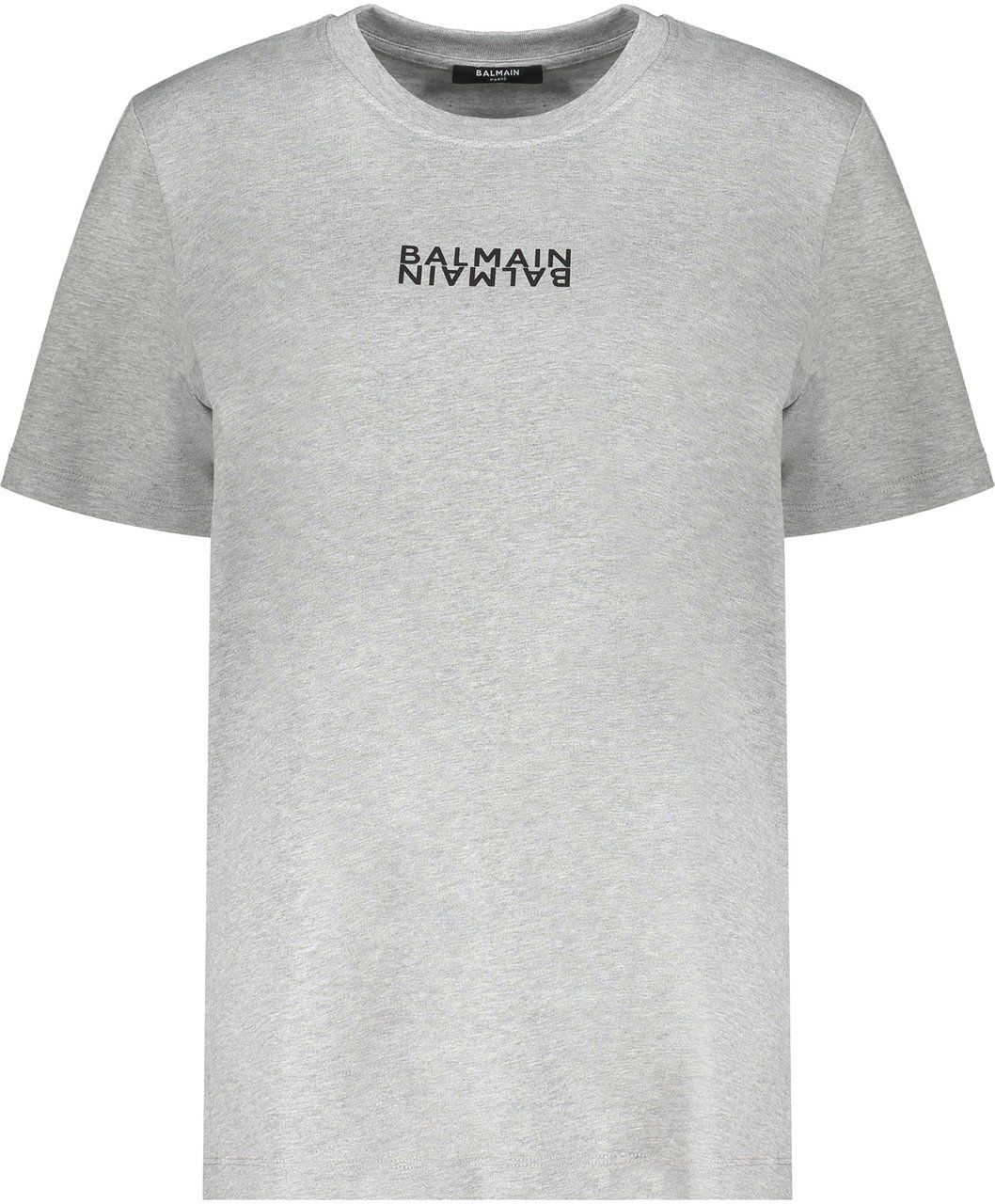 Balmain Gray T-shirt with logo Zwart