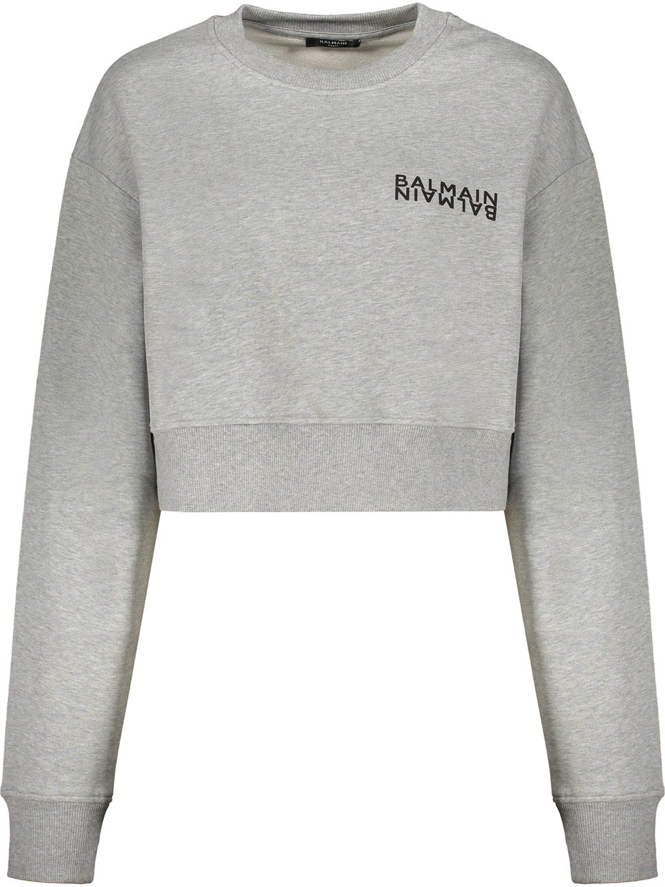 Balmain Modern gray crop hoodie and comfortable Zwart