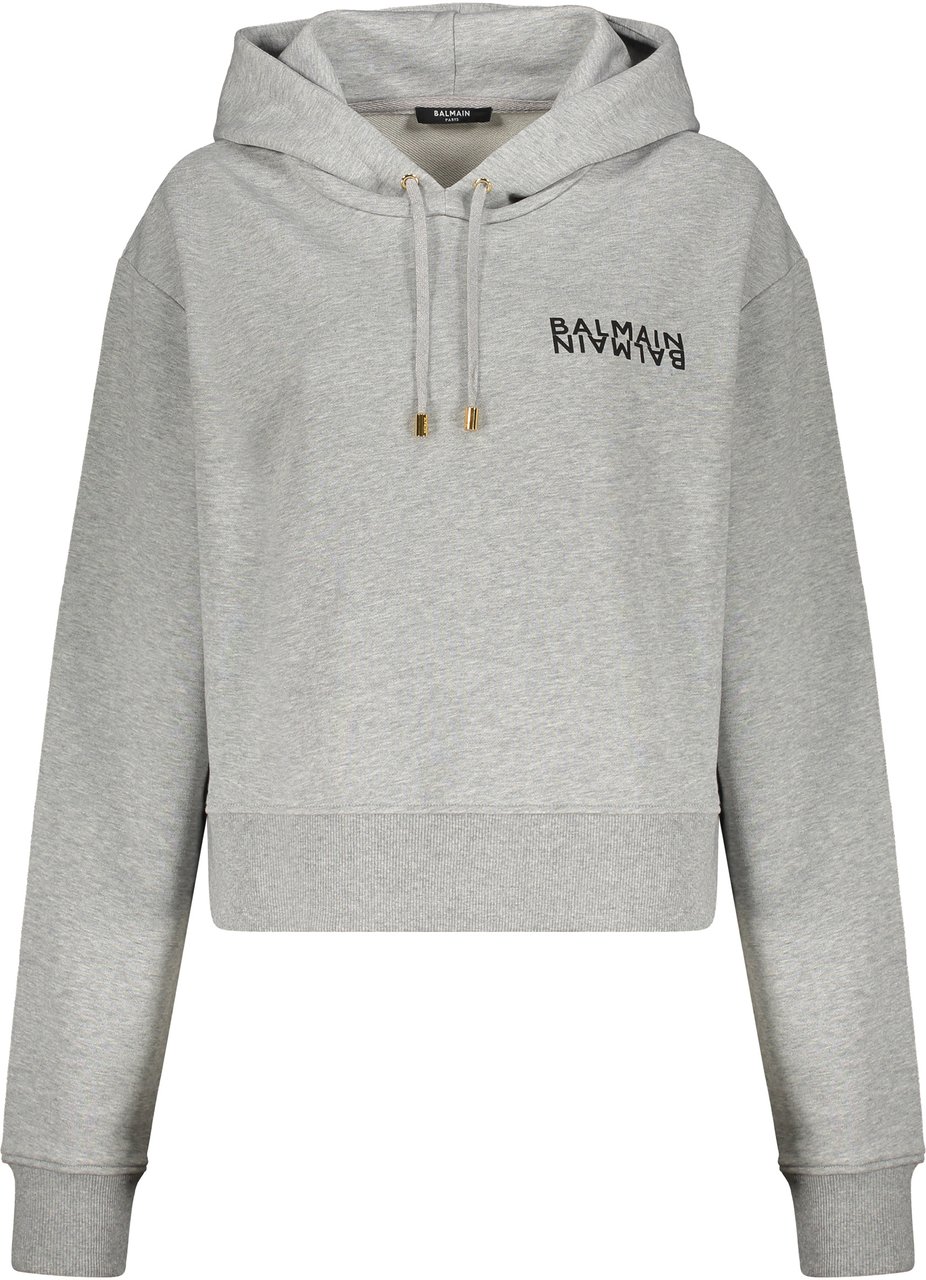 Balmain Gray hoodie with logo Zwart