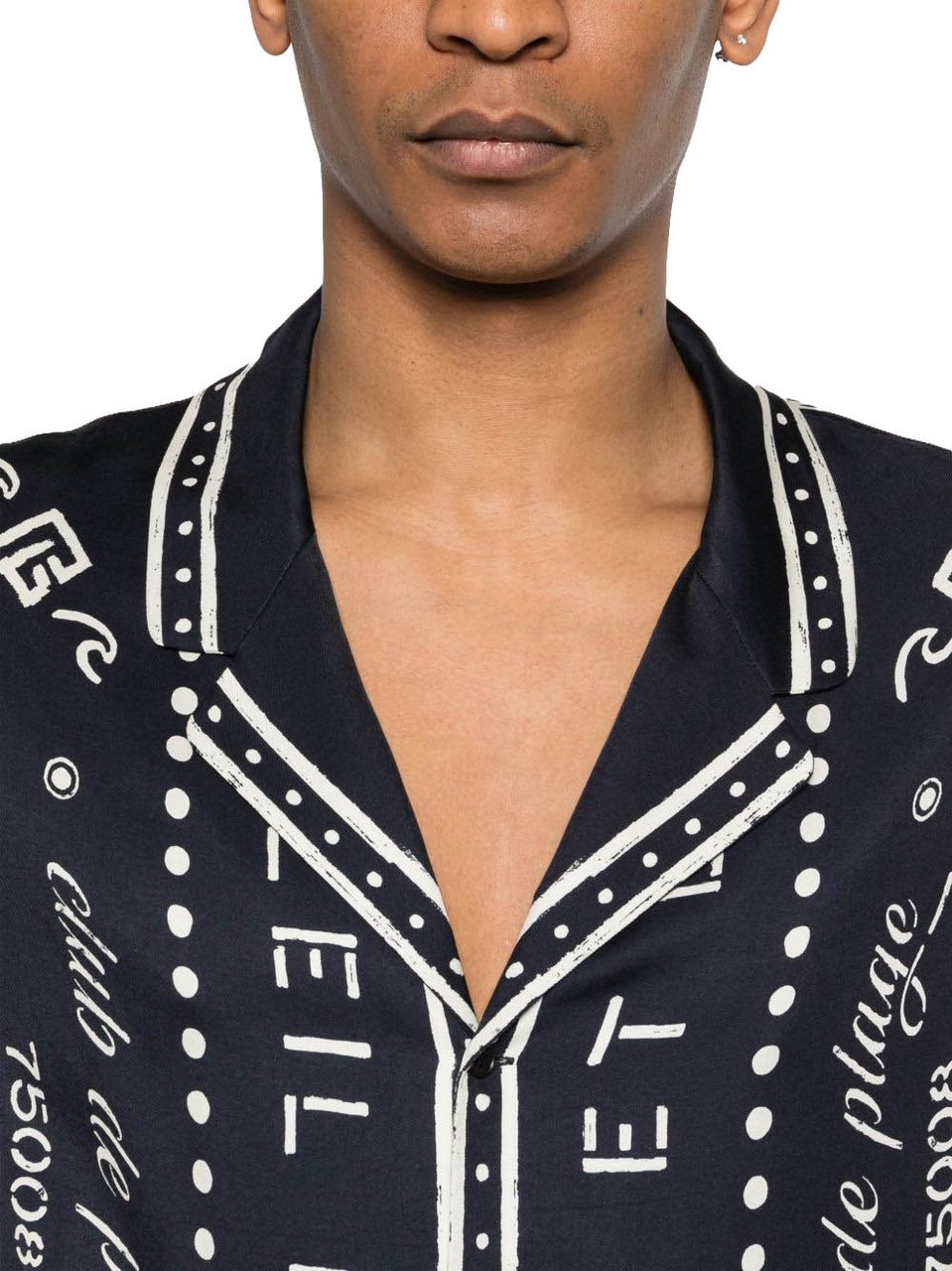 Balmain Graphic Print Short-Sleeve Camp Collar Shirt Zwart