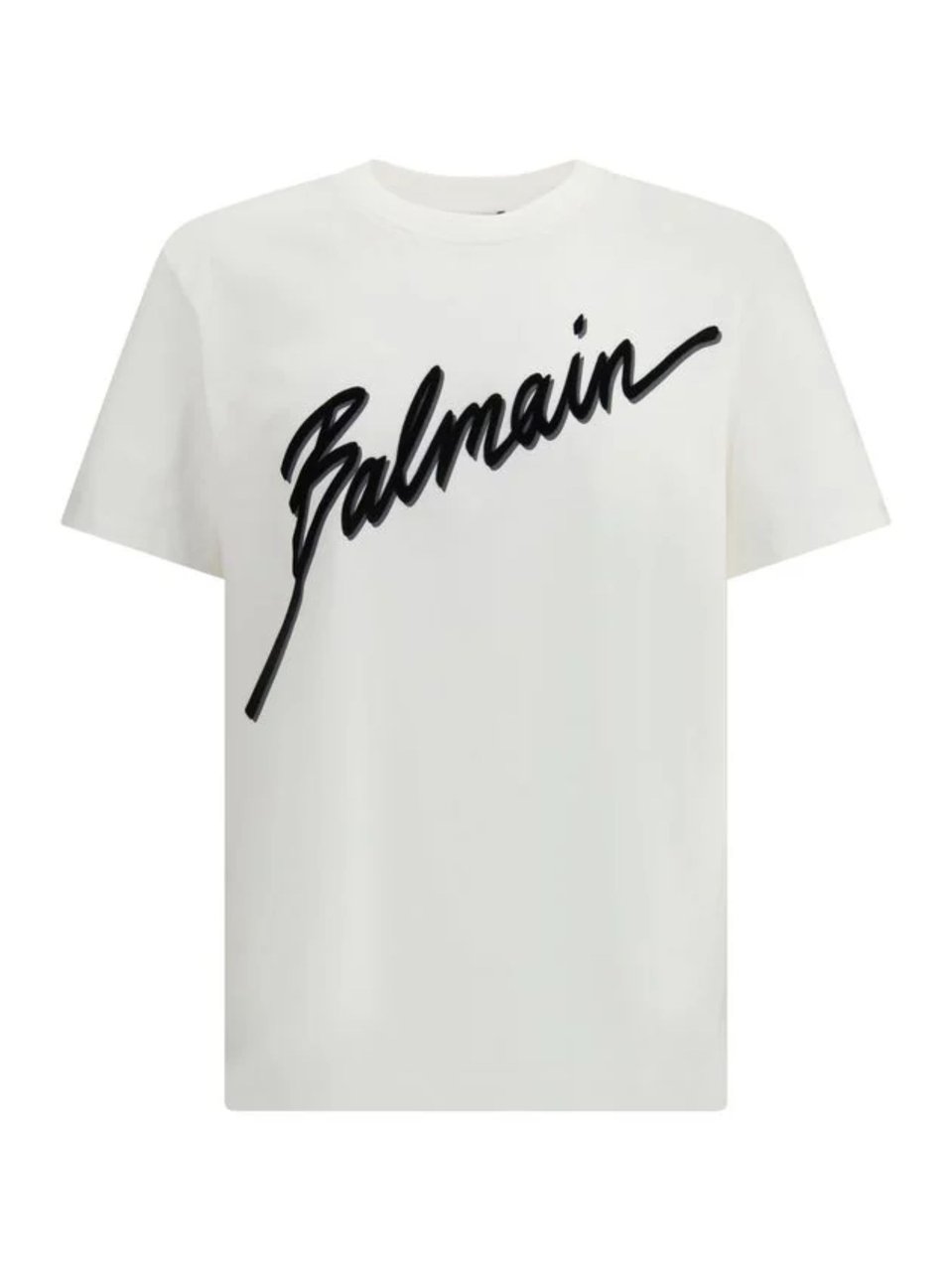 Balmain White Minimalist Script Logo T-Shirt Wit