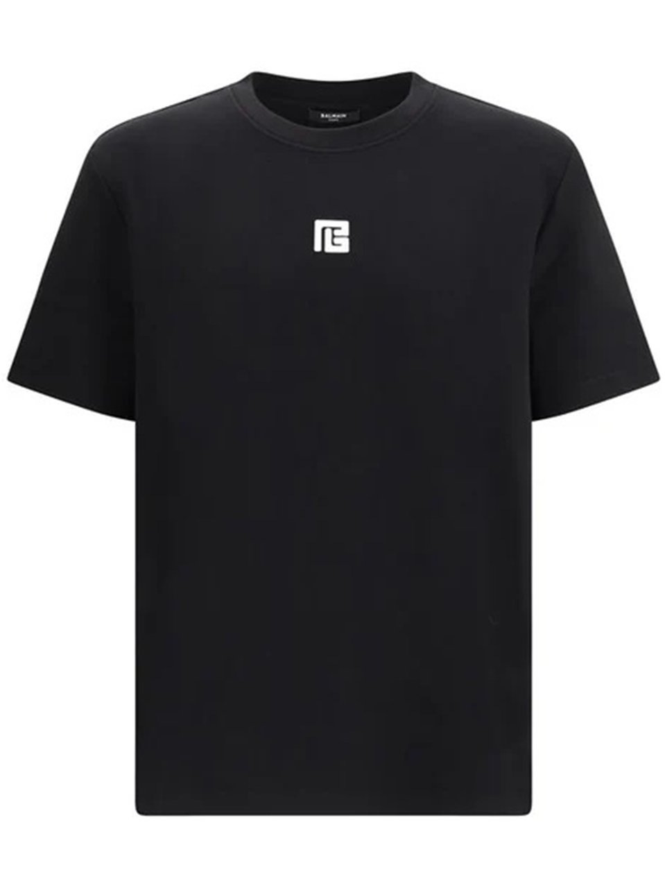 Balmain Black Loose Ss Boxy Logo T-Shirt Zwart