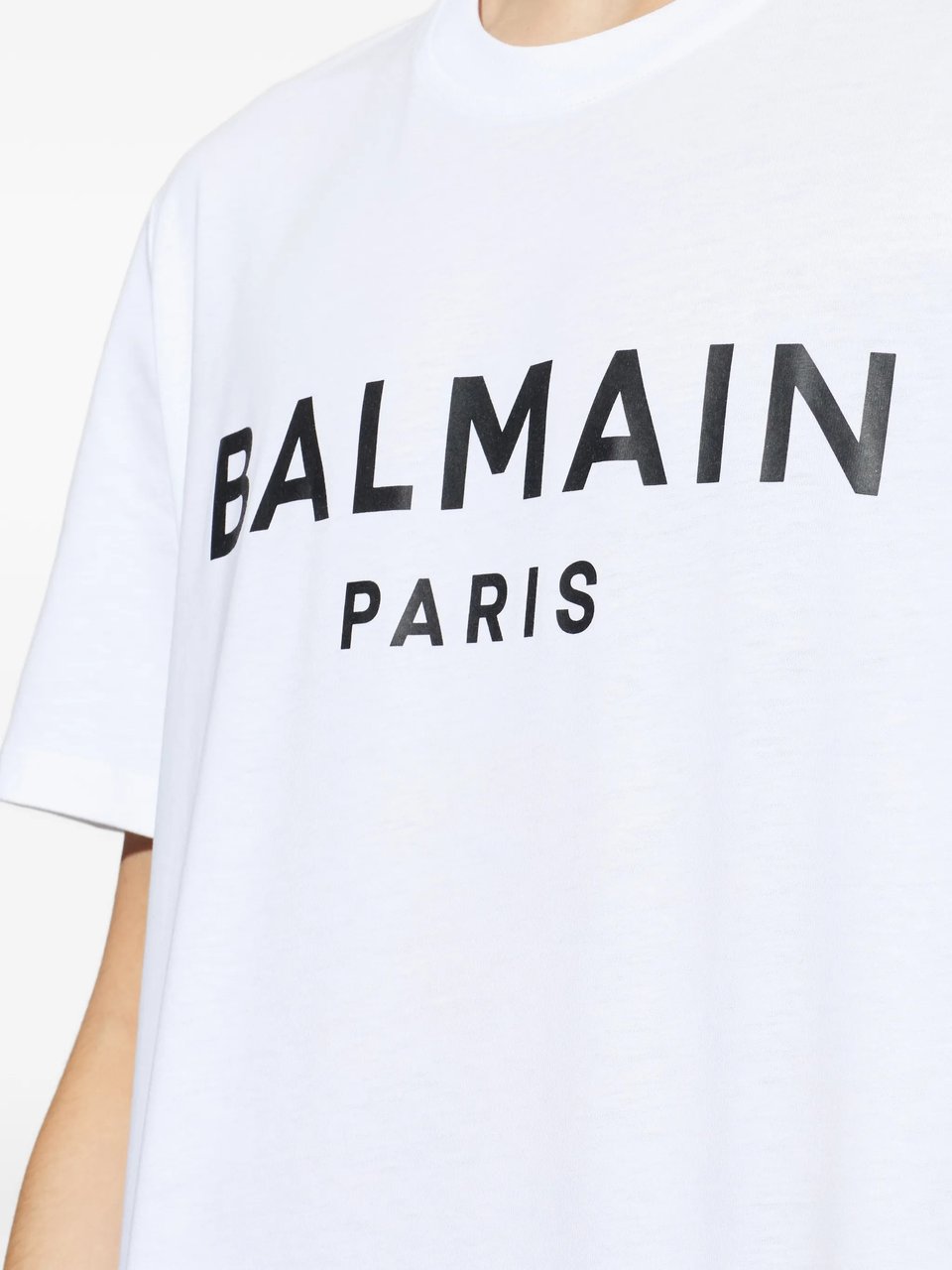 Balmain White Loose Ss Bold Logo T-Shirt Wit