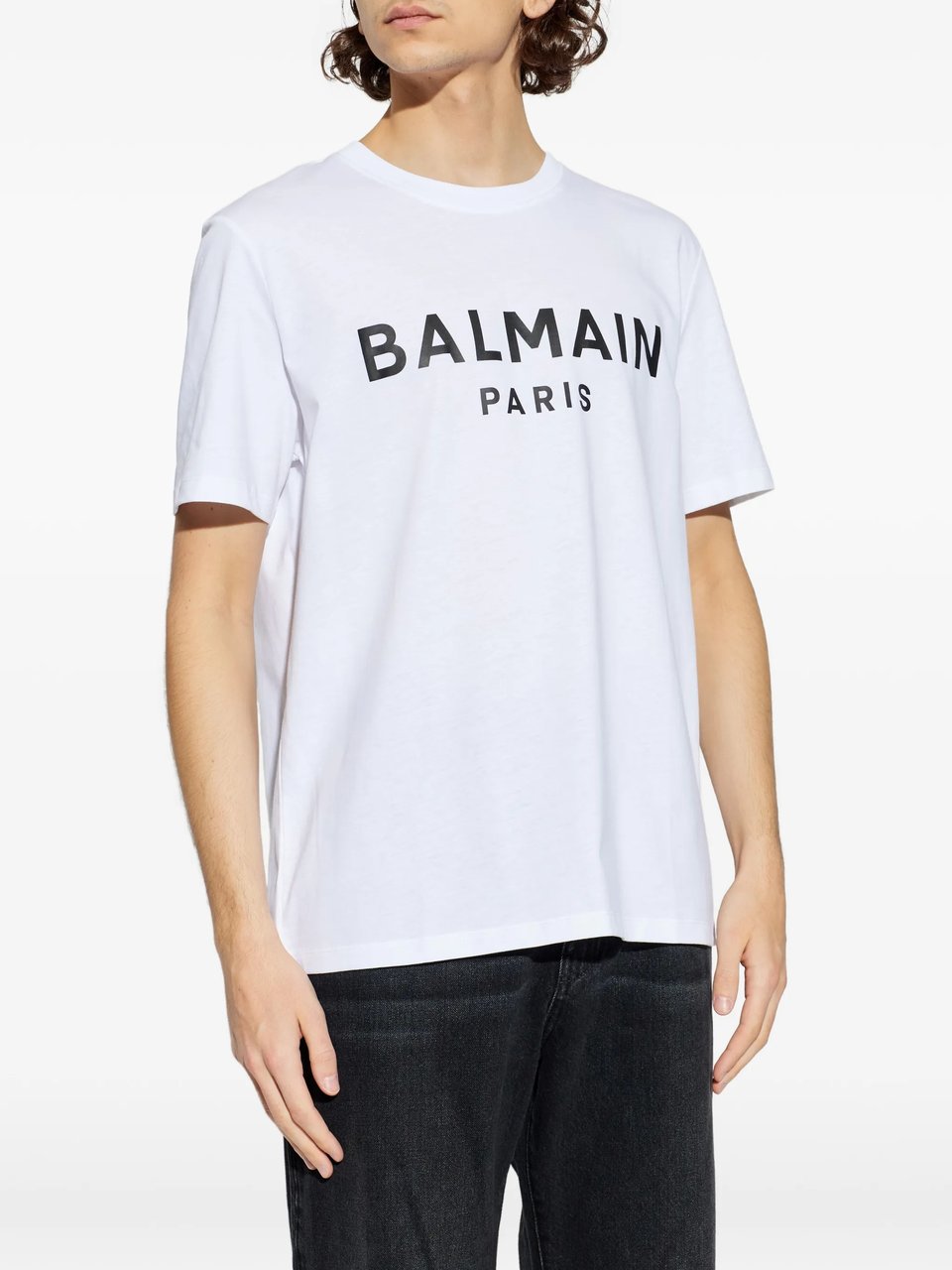 Balmain White Loose Ss Bold Logo T-Shirt Wit