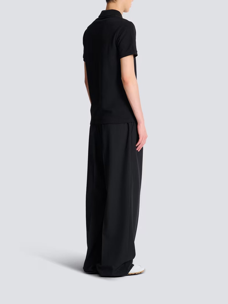 Balmain Black Classic Ss Cotton Polo Shirt Zwart