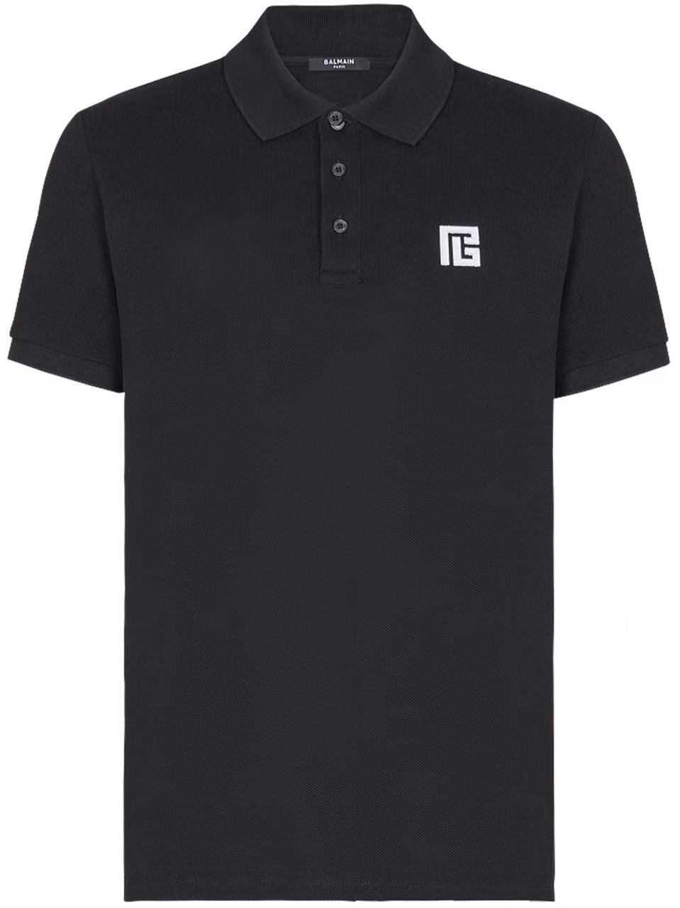 Balmain Black Classic Ss Cotton Polo Shirt Zwart