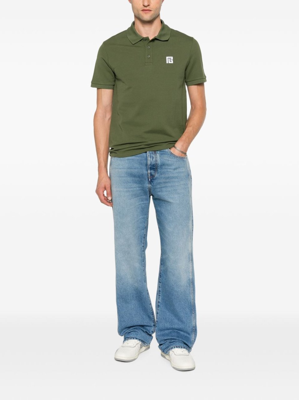 Balmain T-Shirts And Polos Kaki/White Donkergroen