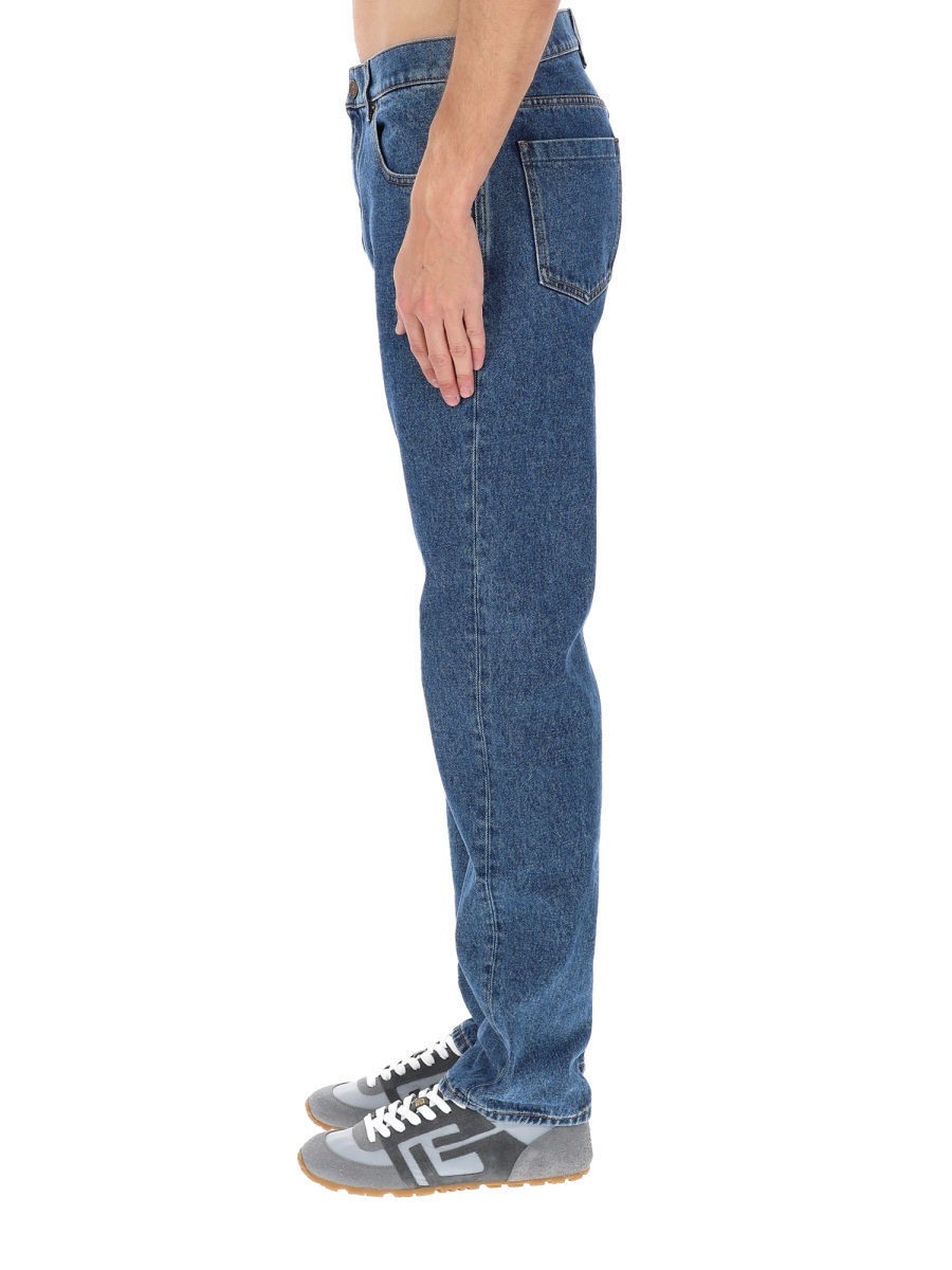 Balmain Medium Blue Straight Denim Jeans Groen