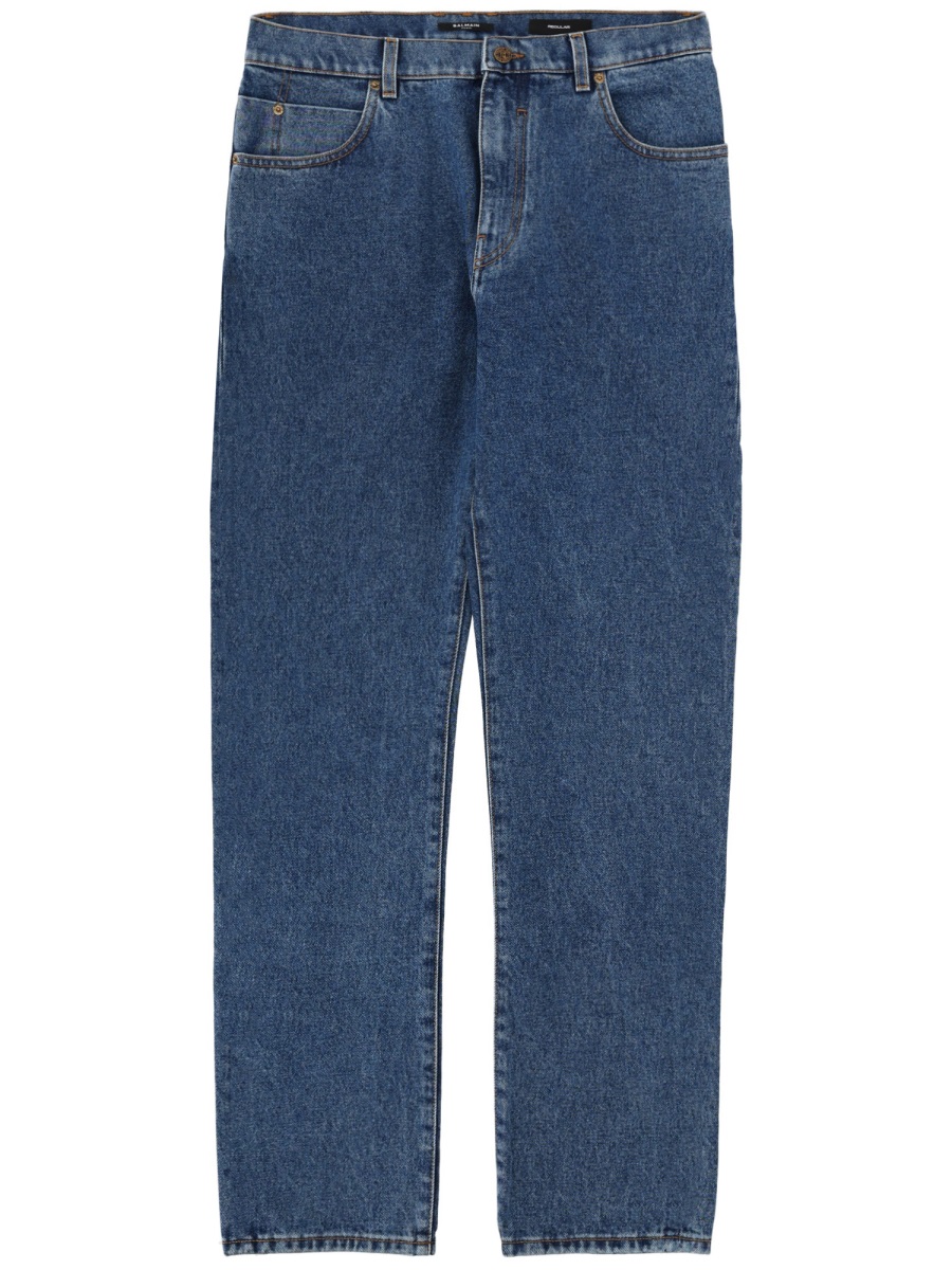Balmain Medium Blue Straight Denim Jeans Groen