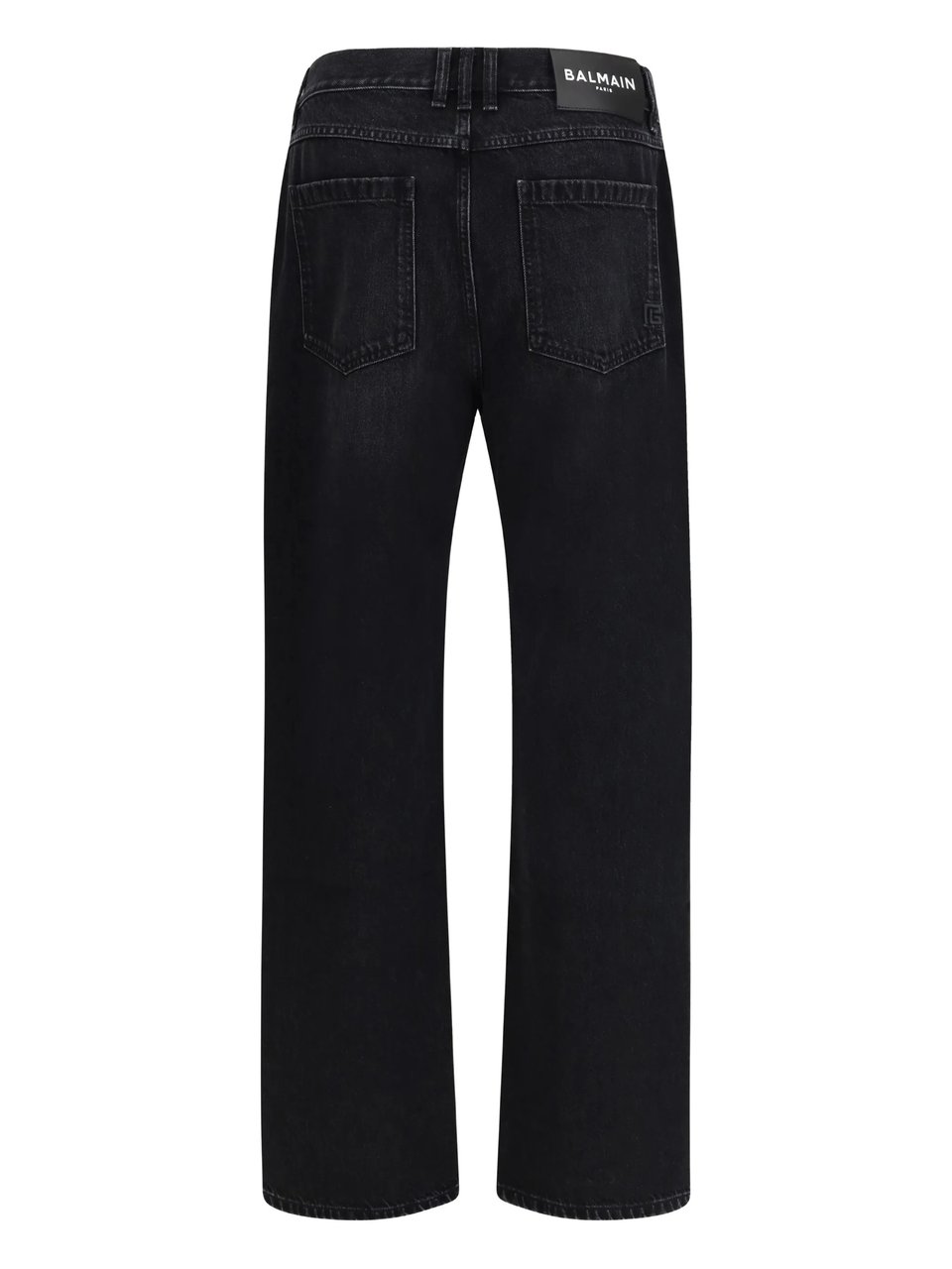 Balmain Black Large Jeans Wide-Leg Denim Jeans Zwart