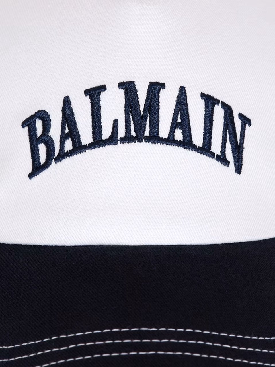 Balmain White Cotton Contrast Brim Hat Wit