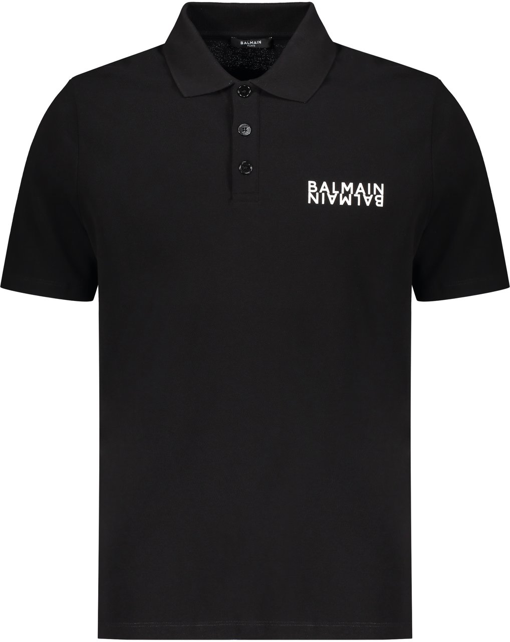 Balmain Black polo short sleeves, versatile elegant style Zwart
