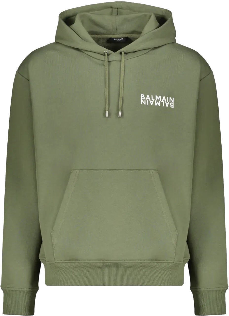 Balmain Logo Motif Hoodie Groen