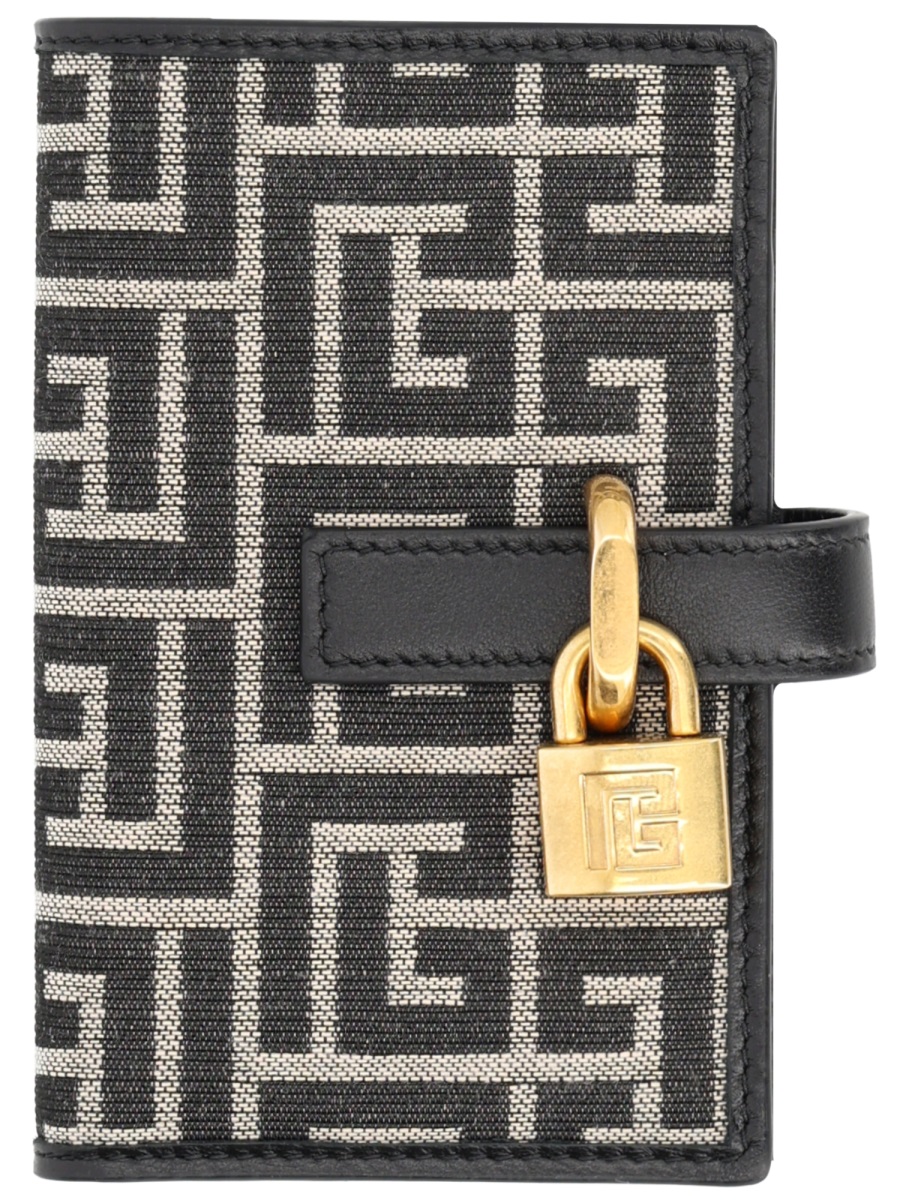 Balmain Geometric Monogram Padlock Card Holder Grijs