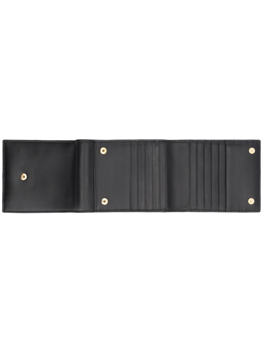 Balmain Pulse Lambskin Gold Padlock Wallet Grijs