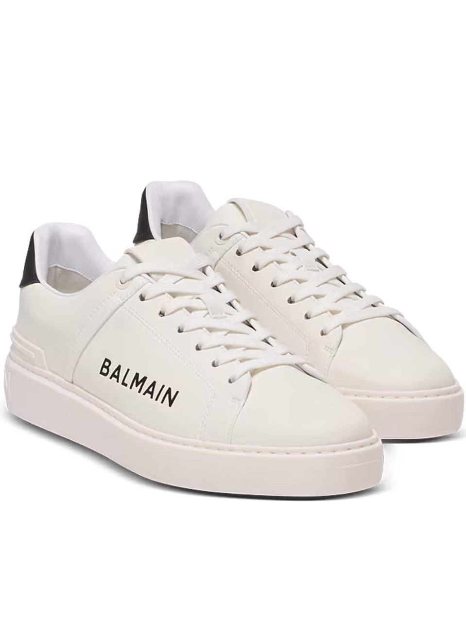 Balmain White Low Top Lace-Up Sneakers Grijs