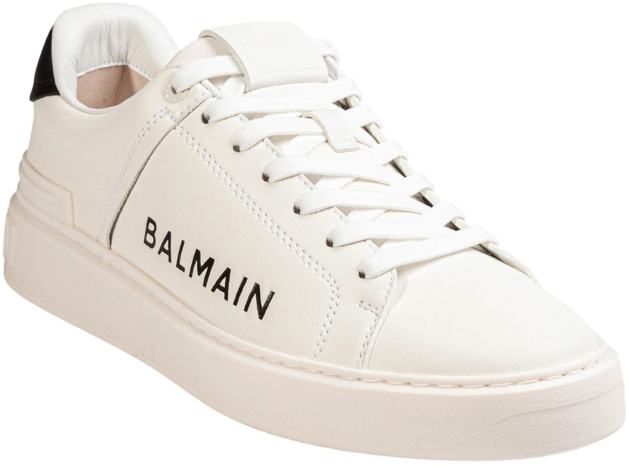 Balmain Balmain b court white leather sneakers with side logo Zwart