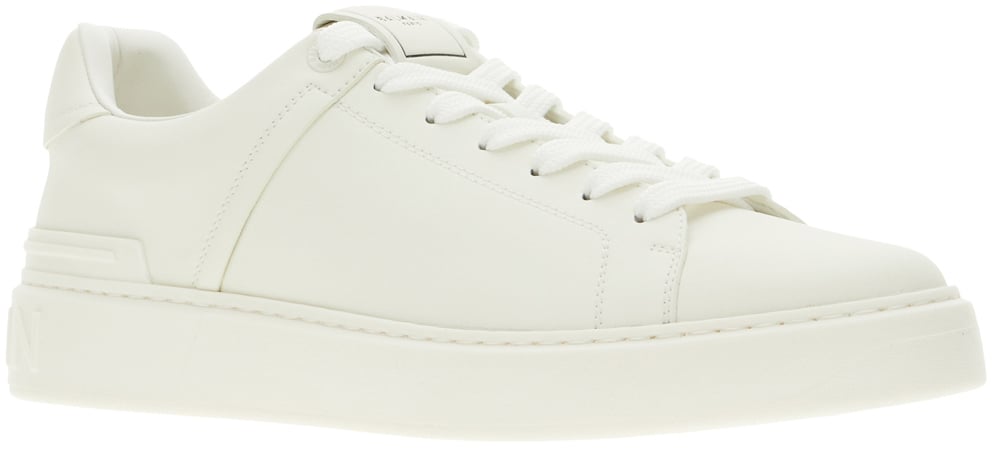 Balmain Balmain White leather B-Court sneakers Wit