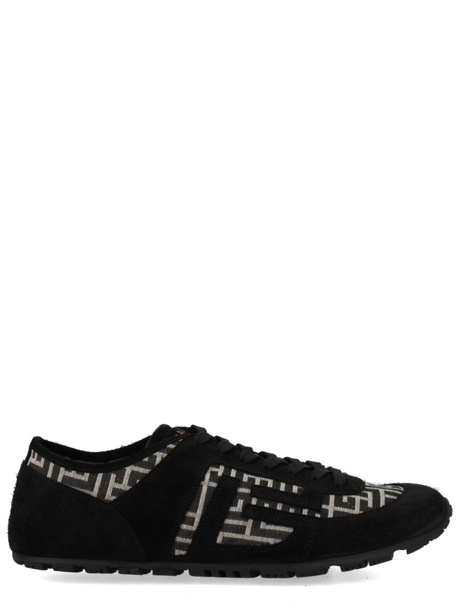 Balmain Racer 45 Black Suede Overlay Sneakers Zwart