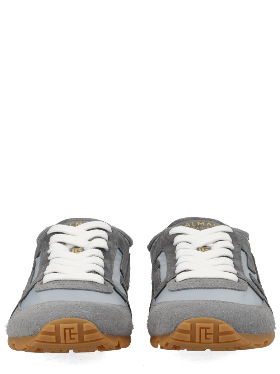 Balmain Grey Racer 45 Suede Panel Sneakers Grijs