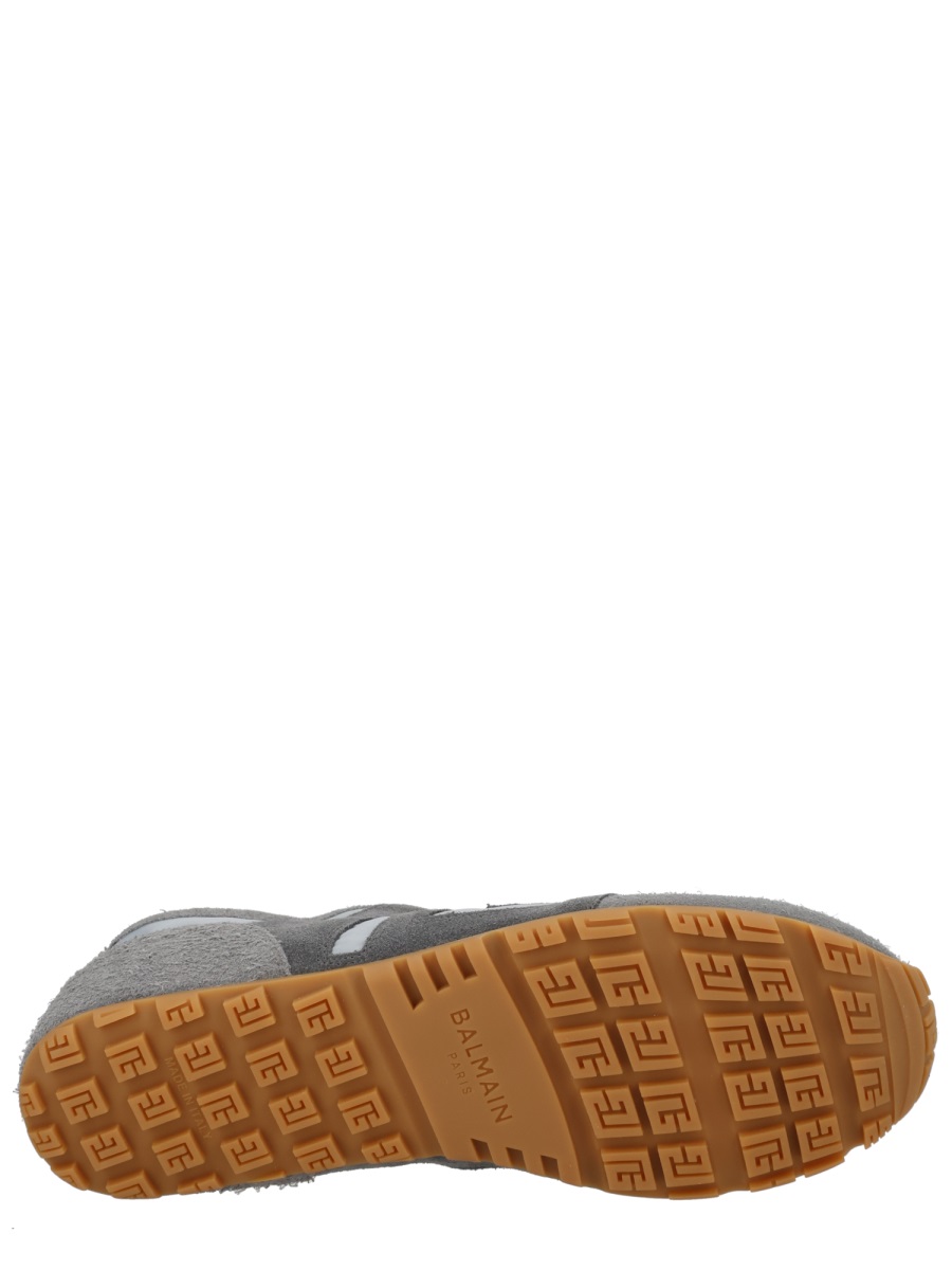 Balmain Grey Racer 45 Suede Panel Sneakers Grijs