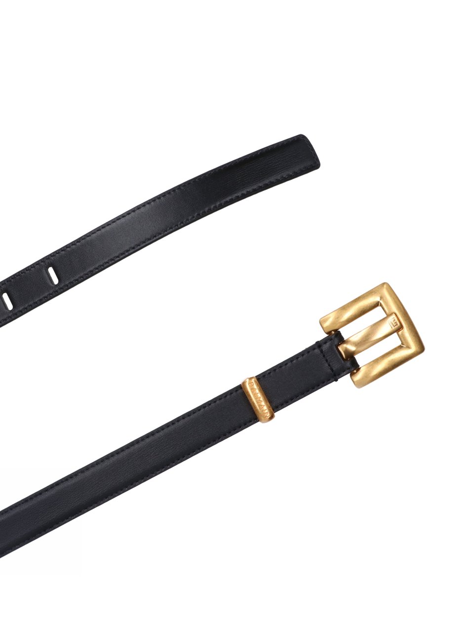 Balmain Black Anthem Calf Leather Gold Buckle Belt Zwart
