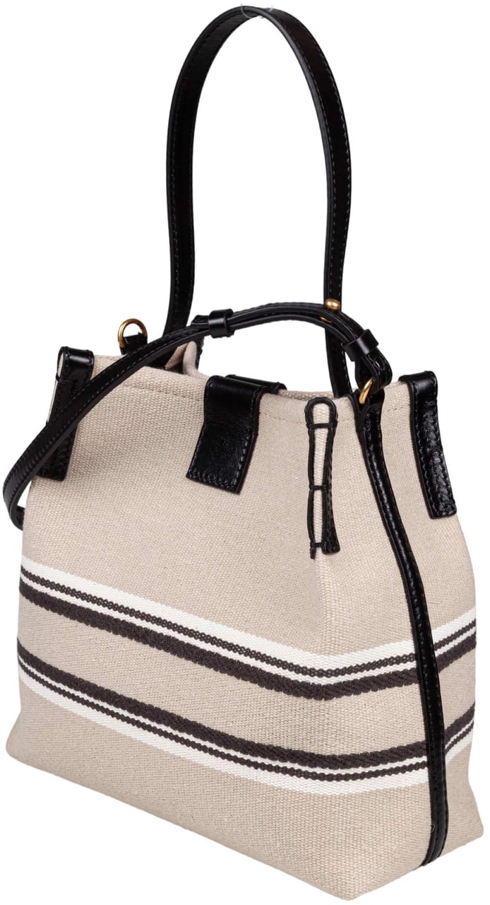 Balmain Balmain release canvas and leather bucket bag with logo Neutraal