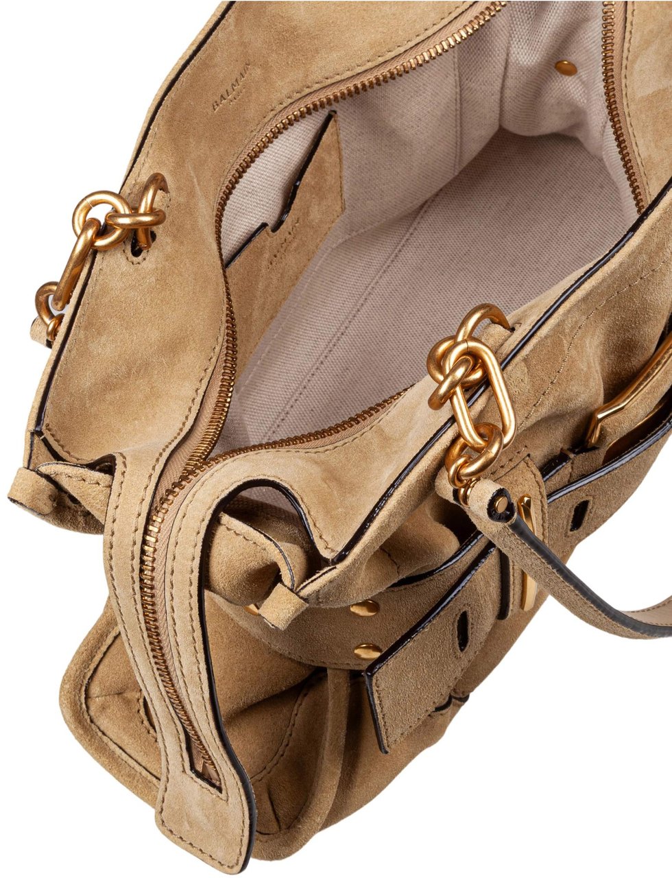 Balmain Balmain anthem suede shoulder bag, beige Beige