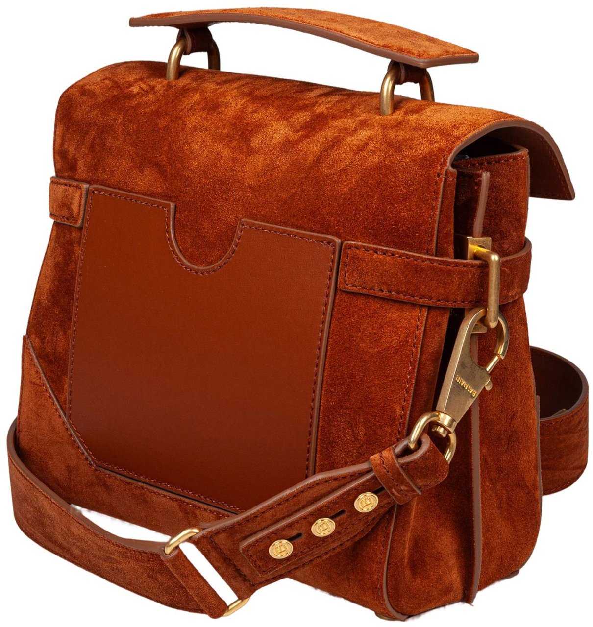 Balmain Balmain b buzz 23 suede handbag, caramel color Bruin