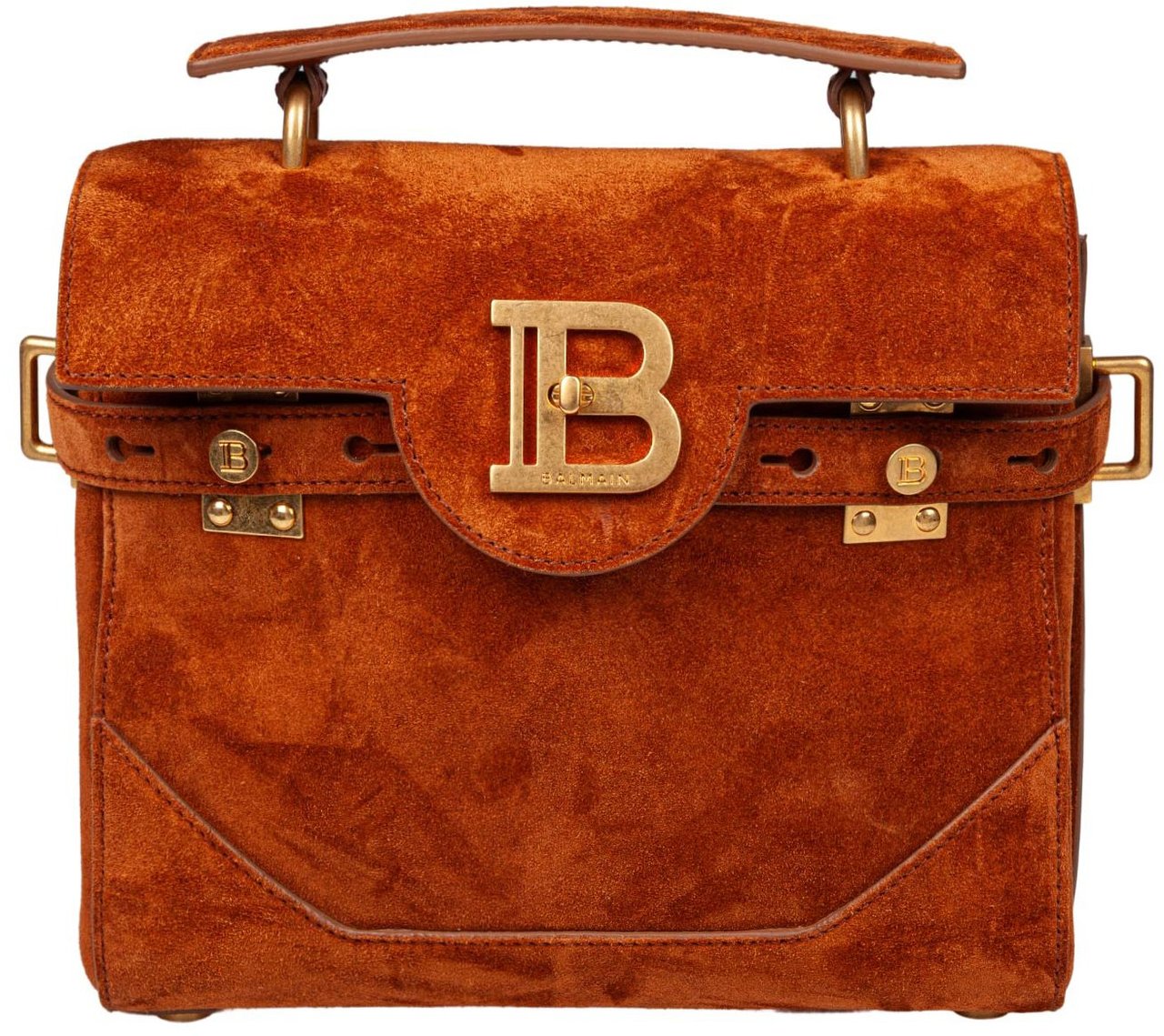 Balmain Balmain b buzz 23 suede handbag, caramel color Bruin