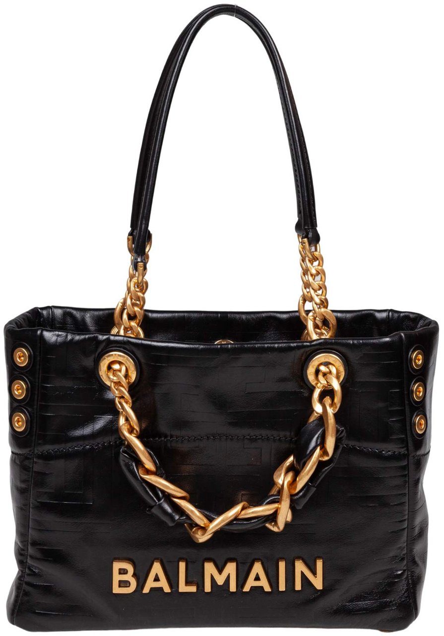 Balmain Balmain 1945 soft cabas small in black calfskin Zwart