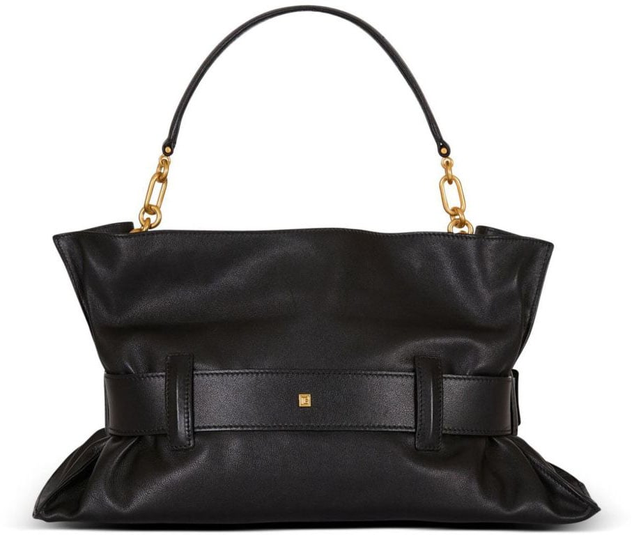 Balmain Gathered Black Silk Zwart