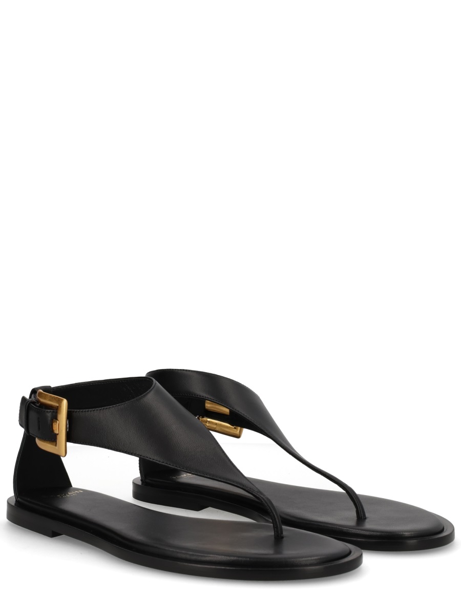 Balmain Flat Sole Ankle Strap Sandals Zwart