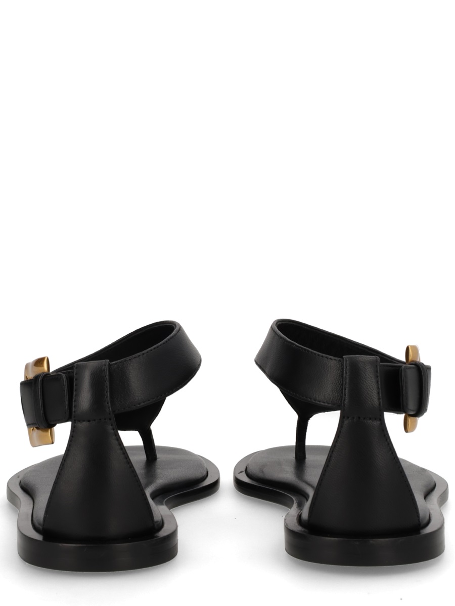 Balmain Flat Sole Ankle Strap Sandals Zwart