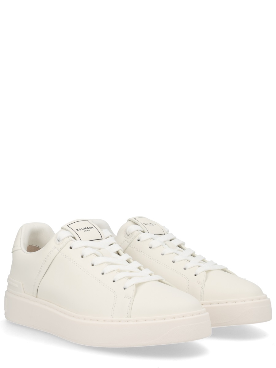 Balmain B-Court Calfskin Minimalist Low Sneakers Neutraal
