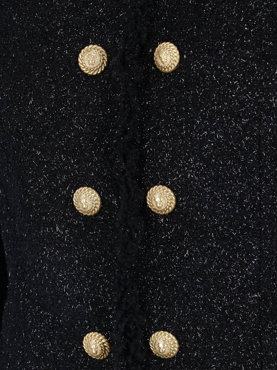 Balmain Cropped Textured Jacket with Gold Button Details Zwart