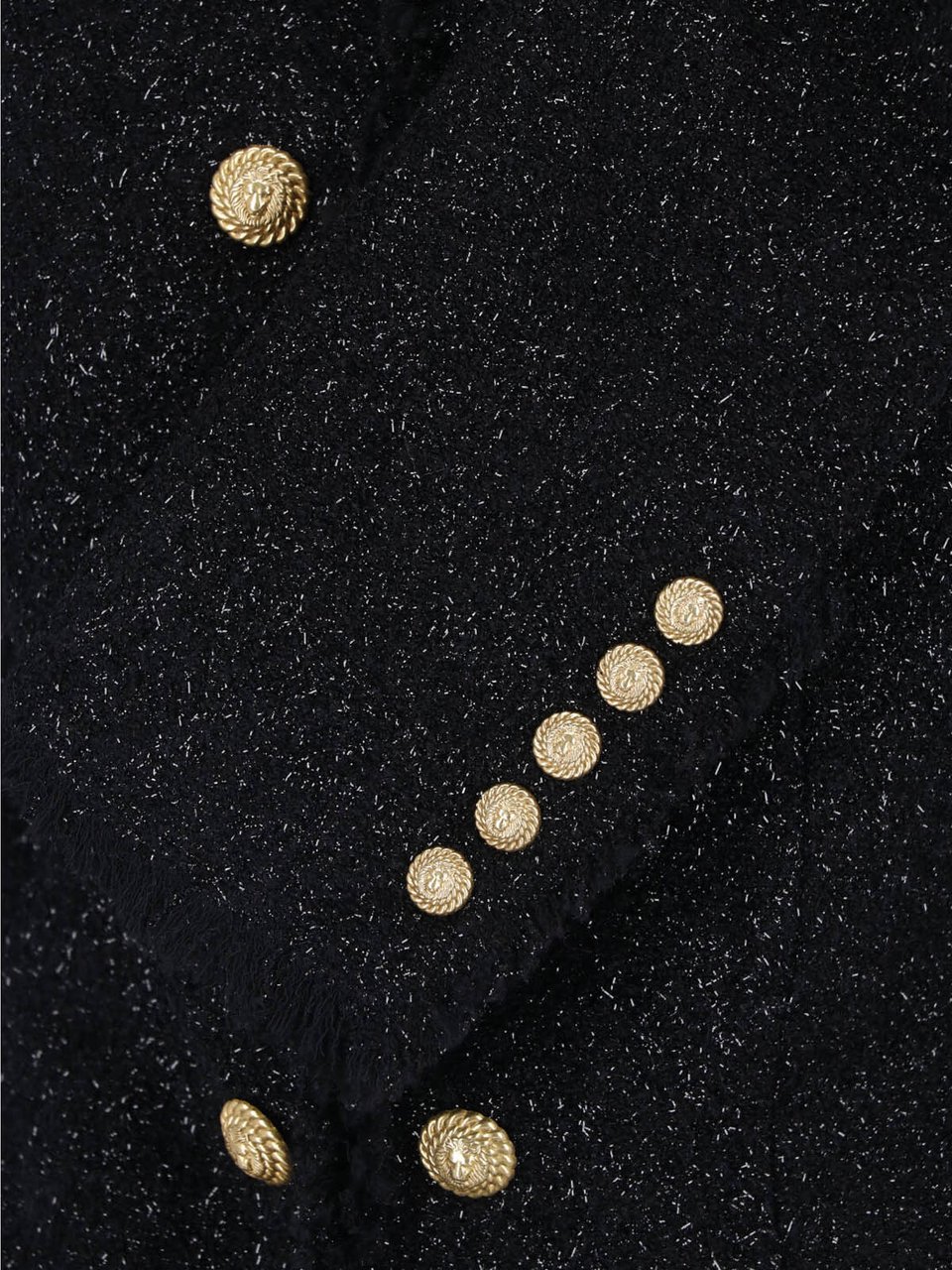 Balmain Cropped Textured Jacket with Gold Button Details Zwart